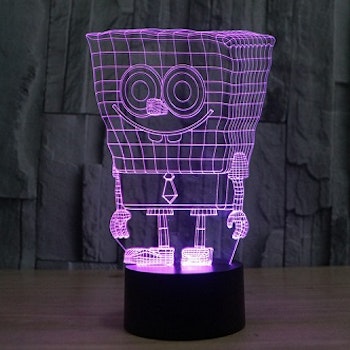 3D Led-lampa / Nattlampa Urcoola Svampbob Fyrkant i 7 Valbara Färger