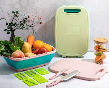 Smart Multifunktionell Grönsaksbox / Fruktbox / Skärbräda Blå/Grön
