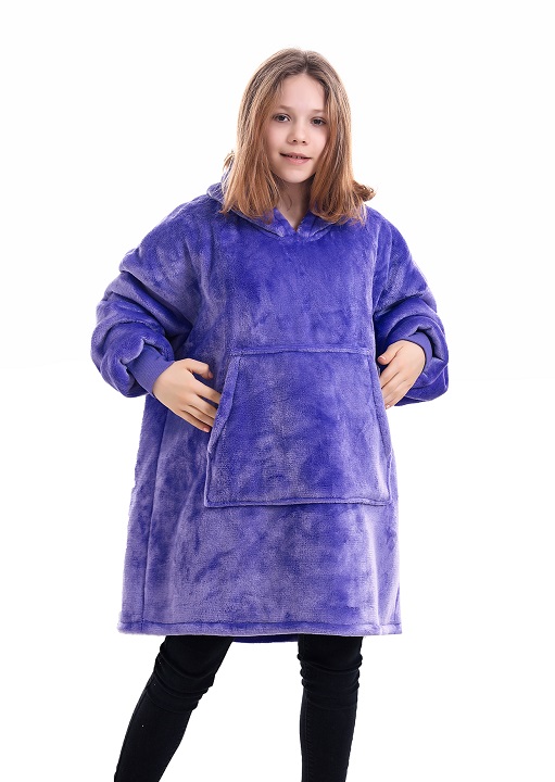 Ljum® Oversize Filt Hoodie Blanket Barn & Ungdom - Lila