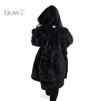 Ljum® Oversize Filt Hoodie Blanket Barn & Ungdom - Svart