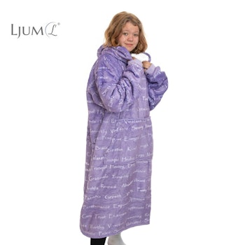 Ljum® Oversize Filt Hoodie Blanket - Purple Text
