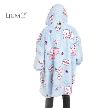 Ljum® Oversize Filt Hoodie Blanket Barn & Ungdom - Elefant