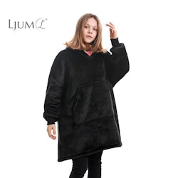 Ljum® Oversize Filt Hoodie Blanket Barn & Ungdom - Svart