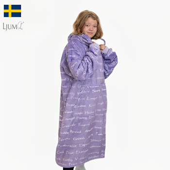 Ljum® Oversize Filt Hoodie Blanket, Text-Purple