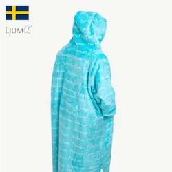 Ljum® Oversize Filt Hoodie Blanket, Text-Blue