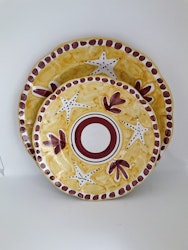Amalfi assiett, gul med sjöstjärnemönster, 20 cm