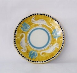 Amalfi mattallrik, gul med sjöhäst, 26 cm