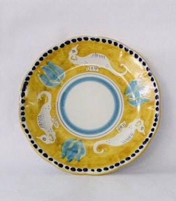 Amalfi mattallrik, gul med sjöhäst, 26 cm