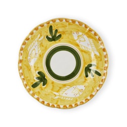 Amalfi mattallrik, gul med fiskmönster, 26 cm