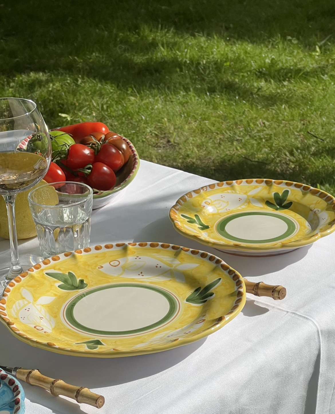 Amalfi assiett, gul med fiskmönster, 20 cm