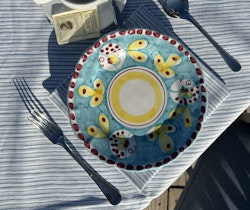 Amalfi assiett, aquamarin med fiskmönster, 20 cm