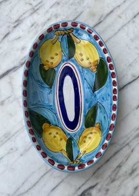 Sorrento Limone, ovalt uppläggningsfat med citronmönster, 26 cm