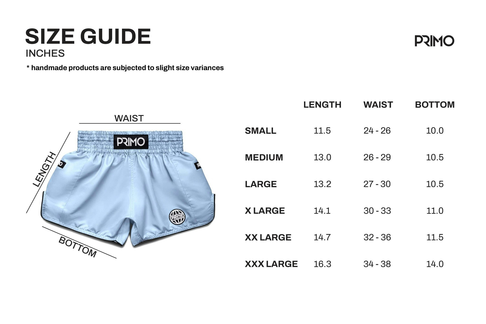 PRIMO: MUAY THAI SHORTS - ALTA SERIES - PASTEL BLÅ