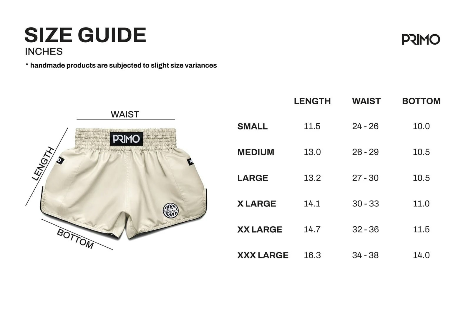 PRIMO: MUAY THAI SHORTS - ALTA SERIES - CREAM