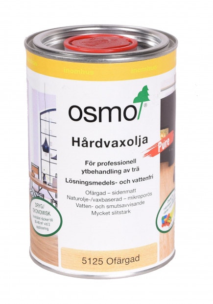 Osmo Hårdvaxolja lösningsm.fri 5125 Ofärgad sidenmatt 1 L