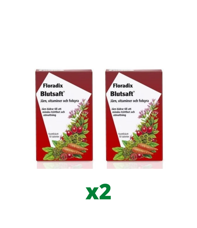 2 x Salus Floradix Blutsaft, 50 tabletter