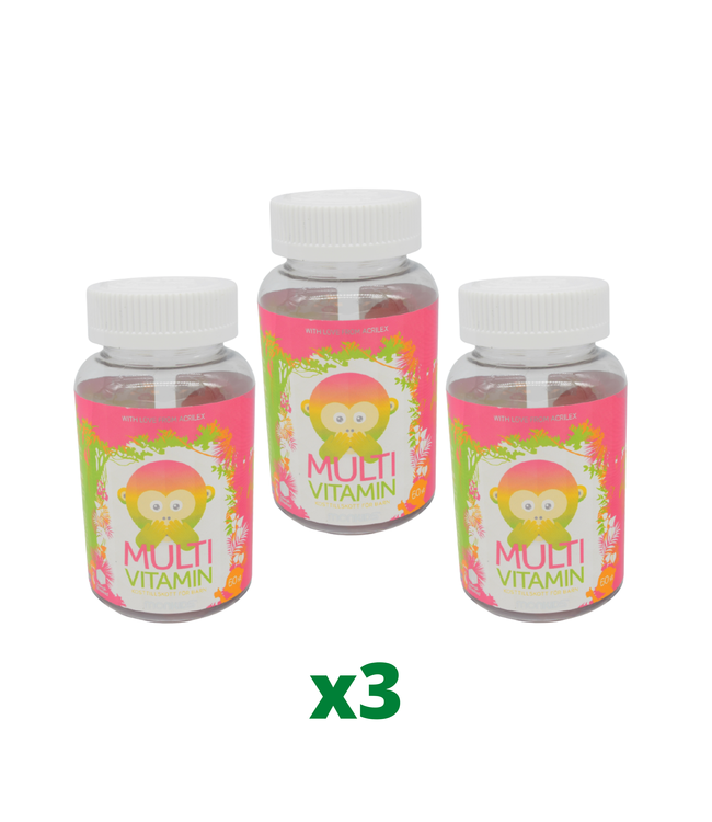3 x Monkids Multi Vitamin 60 tuggtabletter