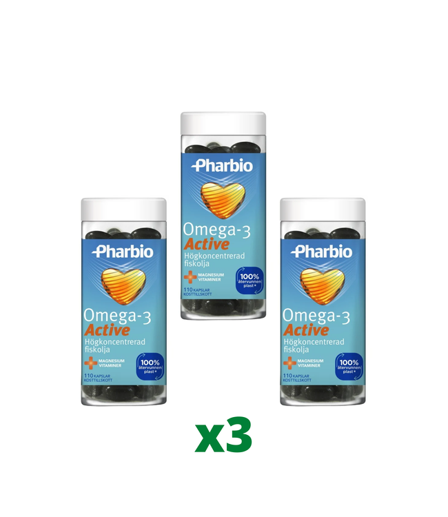 3 x Pharbio Omega-3 Active, 110 Kapslar