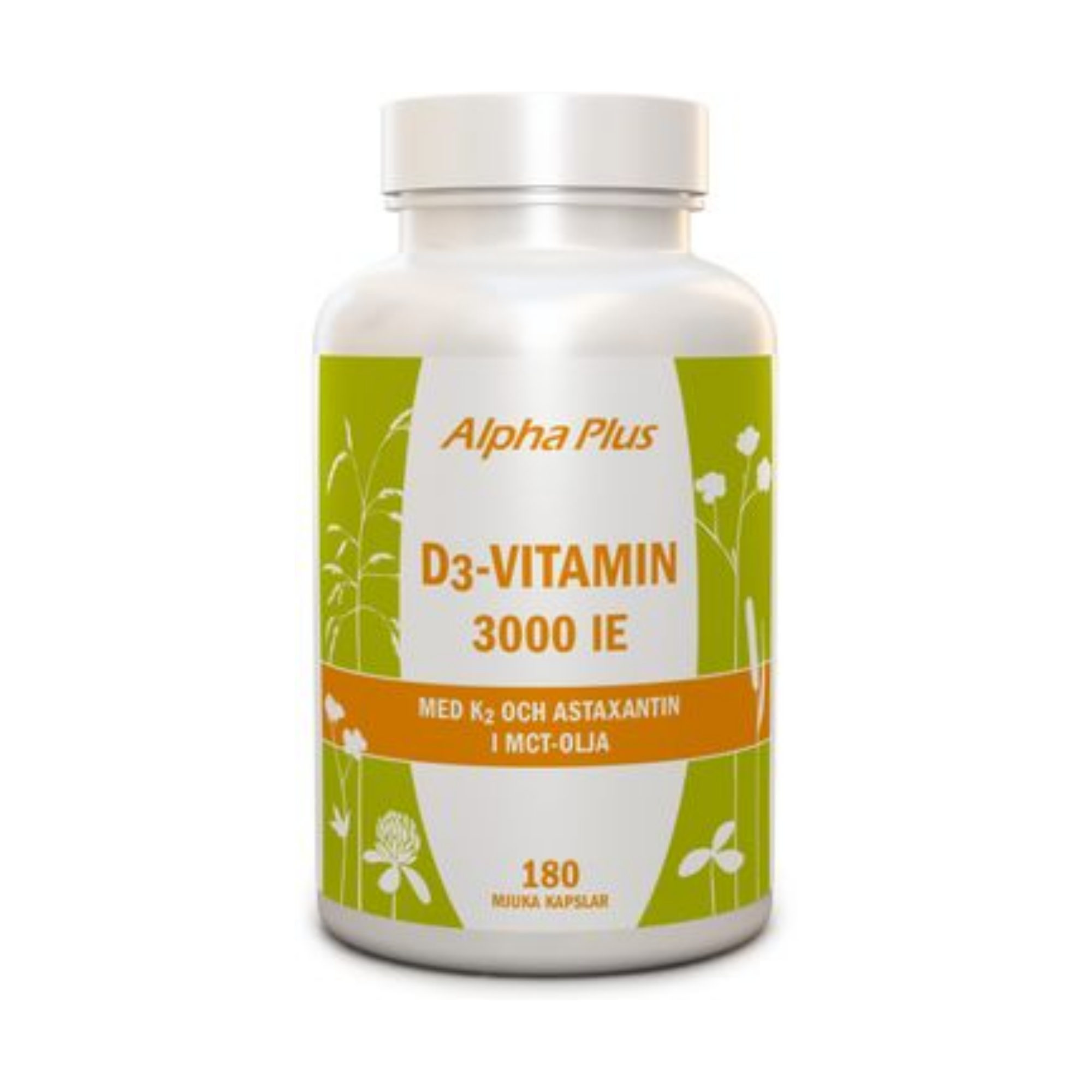 Alpha Plus D3-vitamin 3000IE + K2, 180 kapslar