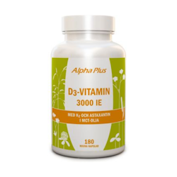 Alpha Plus D3-vitamin 3000IE + K2, 180 kapslar
