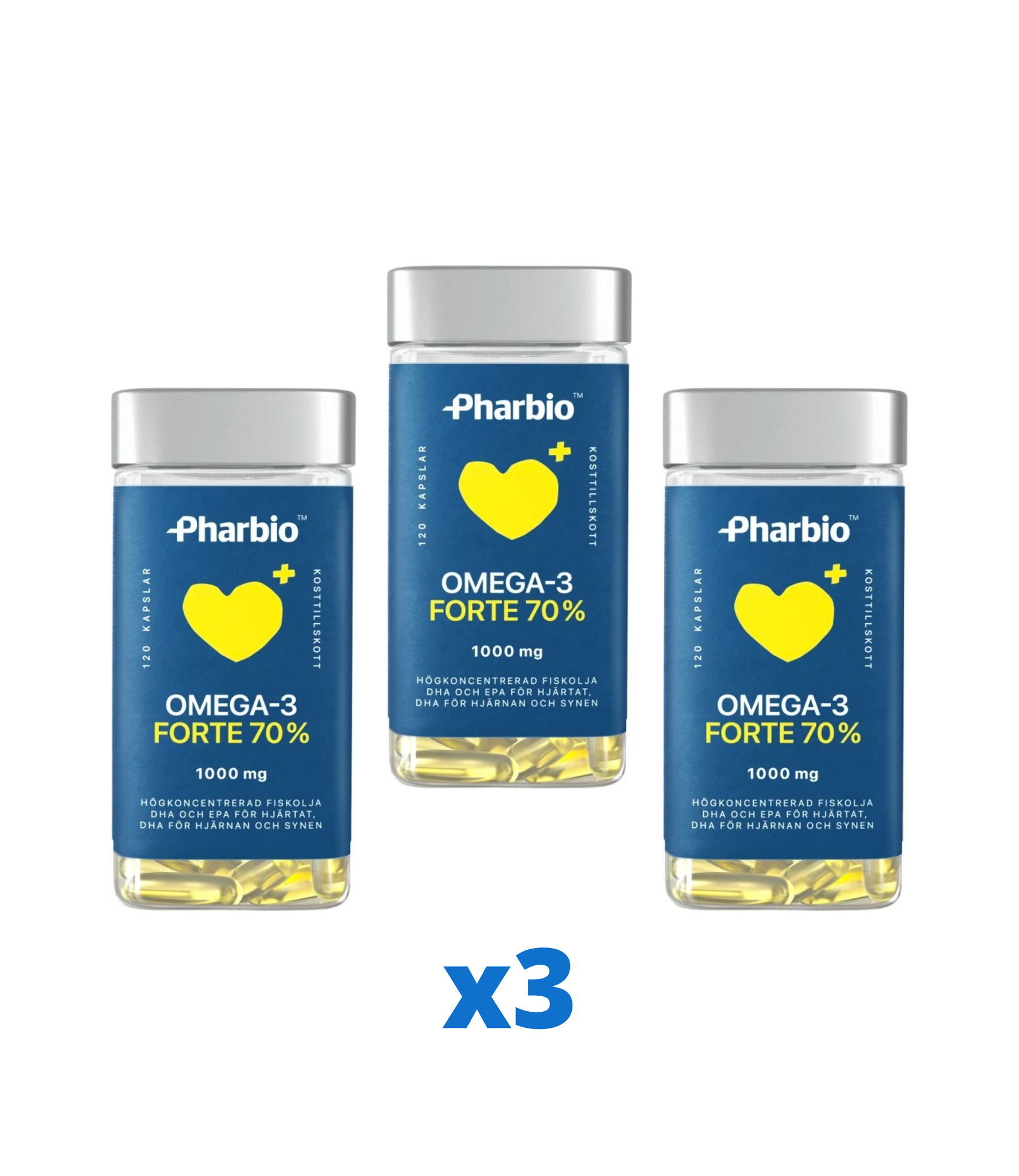3 x Pharbio Omega-3 Forte, 120 kapslar