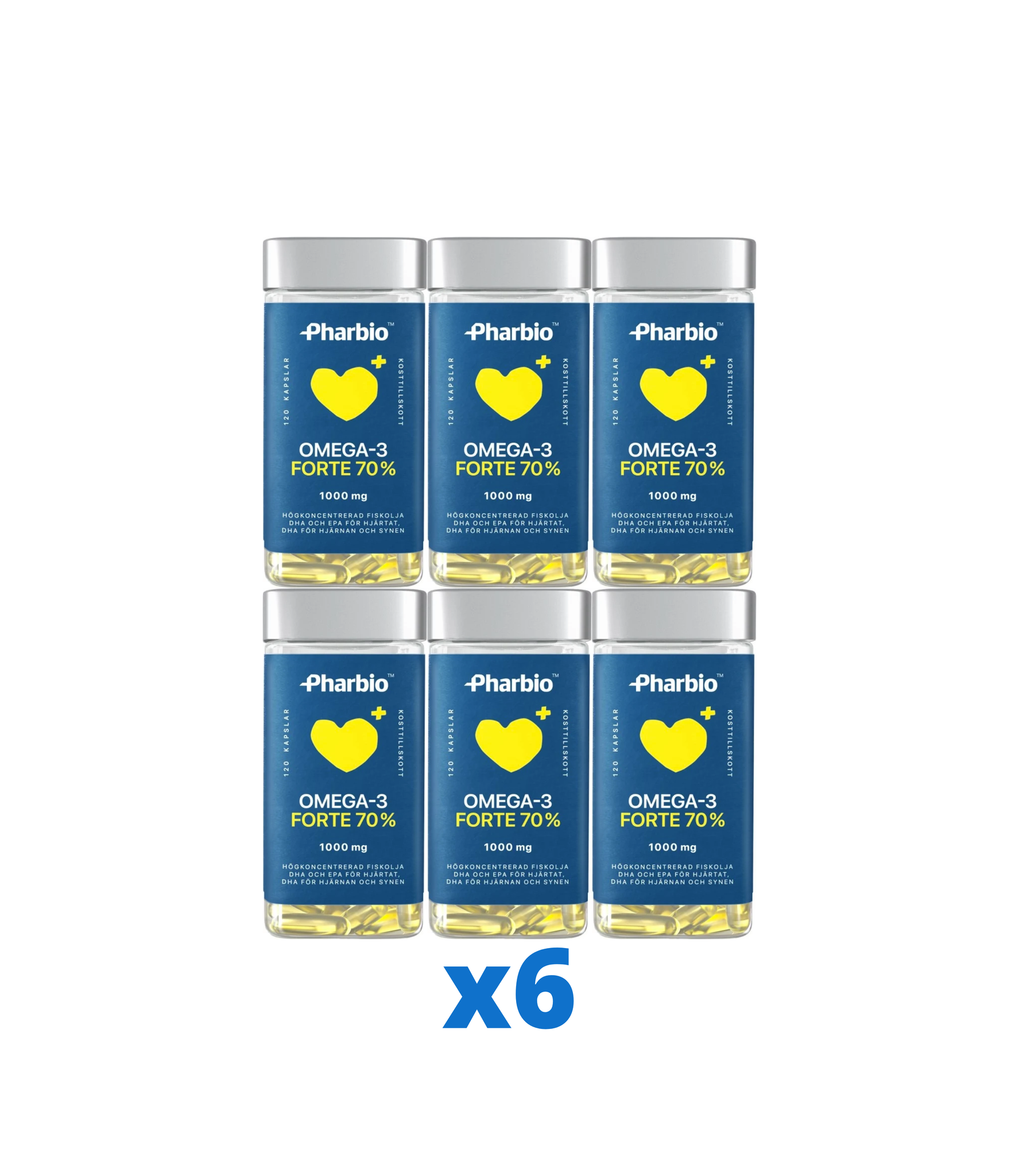6 x Pharbio Omega-3 Forte, 120 kapslar