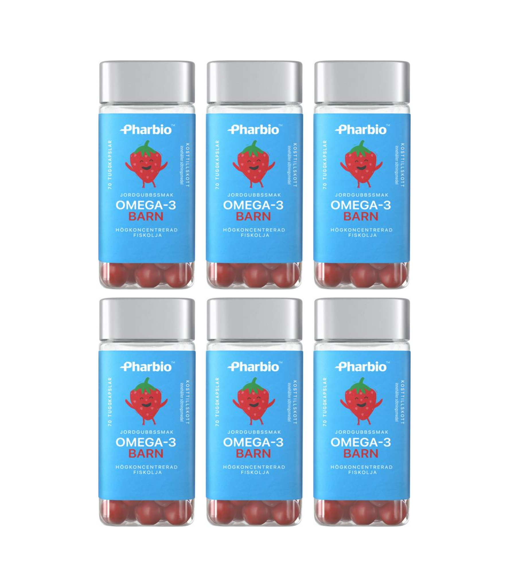 6 x Pharbio Omega-3 Barn, 70 kapslar