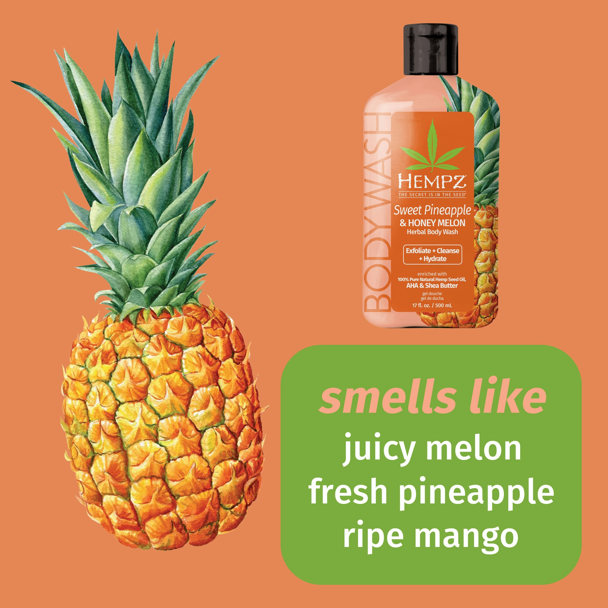 Sweet pineapple honey melon herbal body wash 500ml