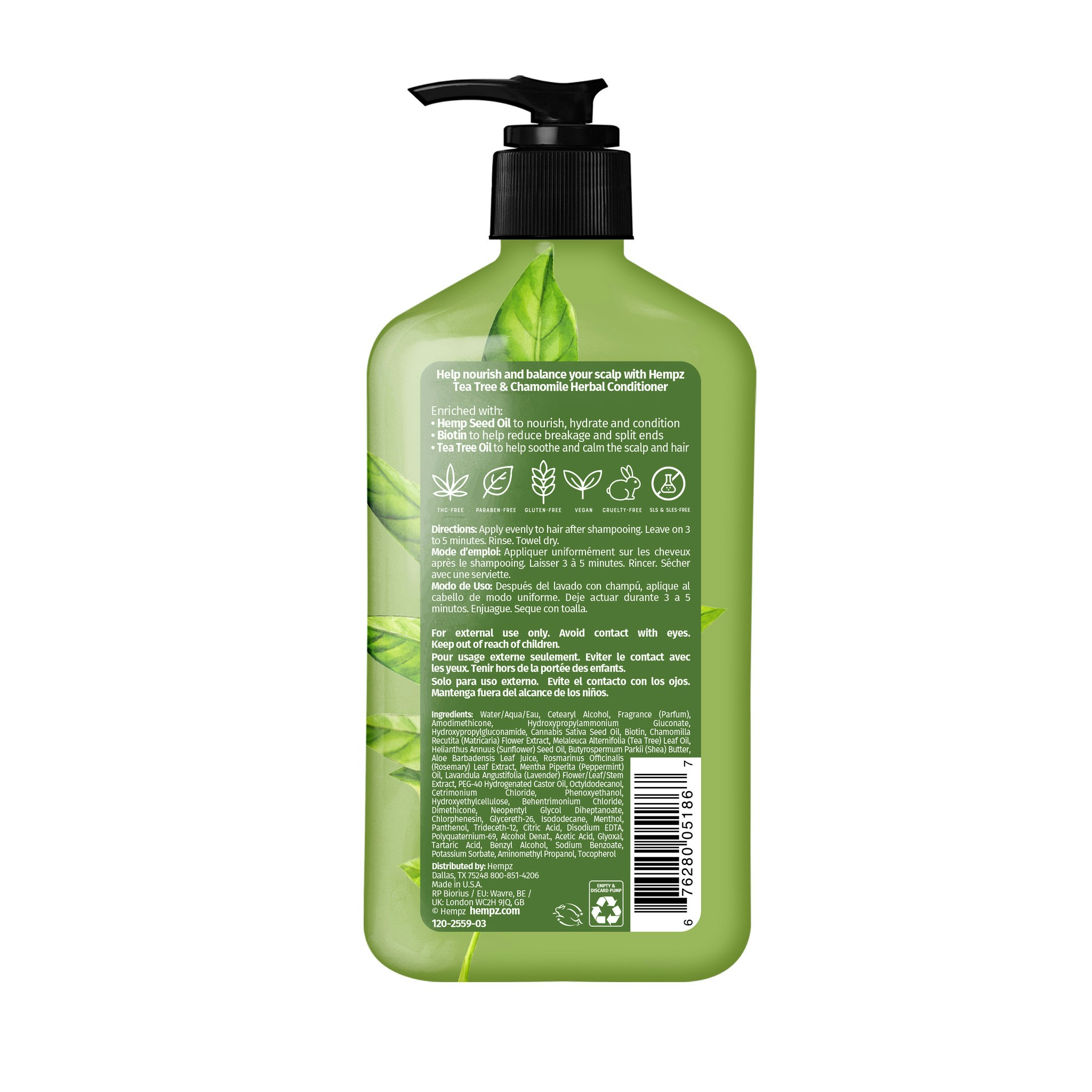 Hempz Tea Tree & Chamomile Herbal Conditioner 17 fl. oz. / 500 ml