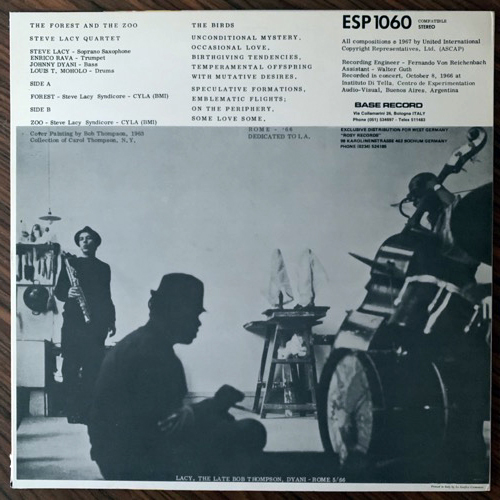 STEVE LACY The Forest And The Zoo (Base - Italy reissue) (EX) (NWW List) LP