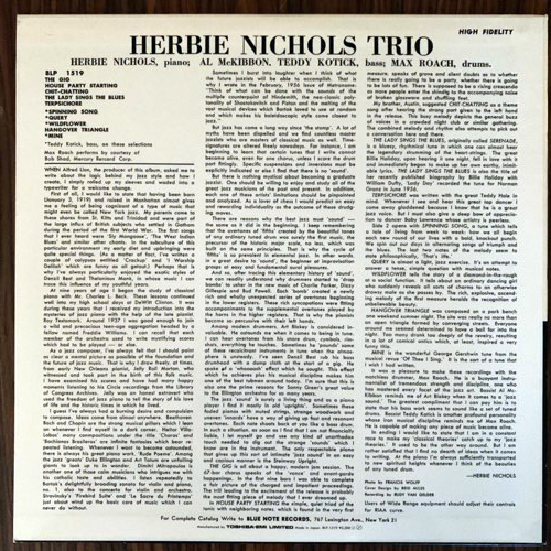 HERBIE NICHOLS TRIO Herbie Nichols Trio (Blue Note - Japan 90's reissue) (EX) LP