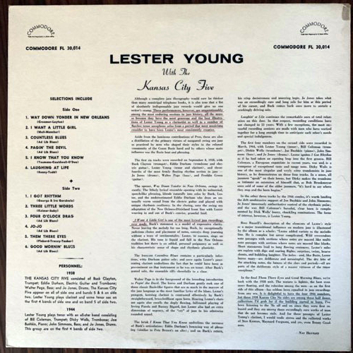 LESTER YOUNG Lester Young With The Kansas City Five (Commodore - USA original) (VG+) LP