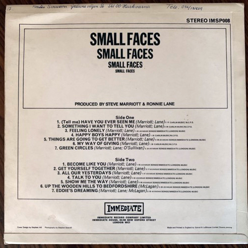 SMALL FACES Small Faces (Immediate - UK original) (VG) LP