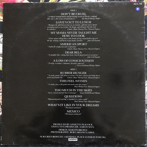 ANNETTE PEACOCK The Collection (Aura - UK original) (VG+/VG) LP