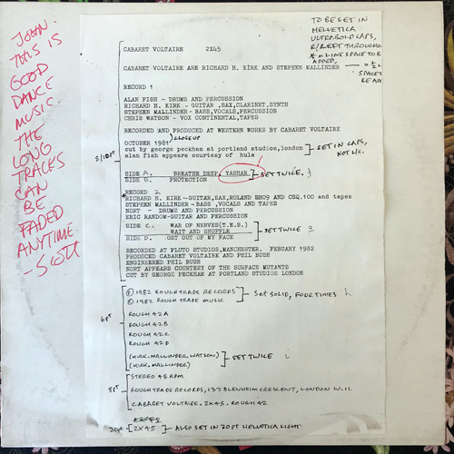 CABARET VOLTAIRE 2X45 (Test press) (Rough Trade - UK original) (VG/NM) 2x12"