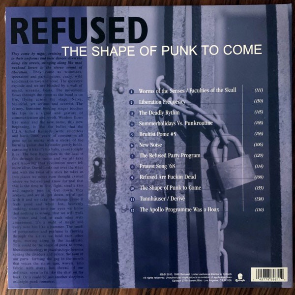 REFUSED The Shape Of Punk To Come - A Chimerical Bombination In 12 Bursts (Epitaph - Europe 2010 reissue) (EX/NM) 2LP