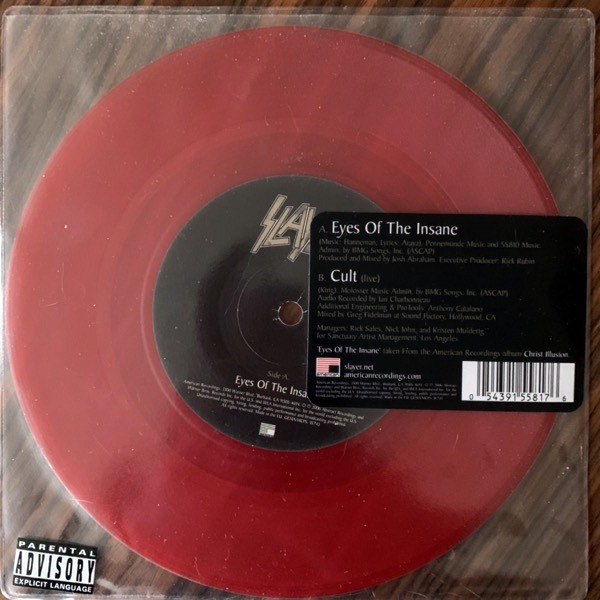 SLAYER Eyes Of The Insane (Red vinyl) (American - Europe original) (EX/VG+) 7"