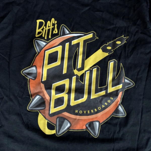 BACK TO THE FUTURE Biff's Pit bull Hoverboards (S) (USED) T-SHIRT