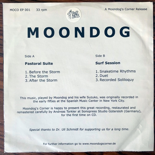 MOONDOG Pastoral Suite/Surf Session (Moondog's Corner - Germany reissue) (VG+) 7"