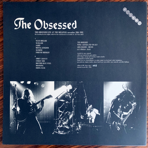 OBSESSED, the The Obsessed Live At The Melkweg November 28th 1992 (Obsessed - Holland original) (NM) LP+7"