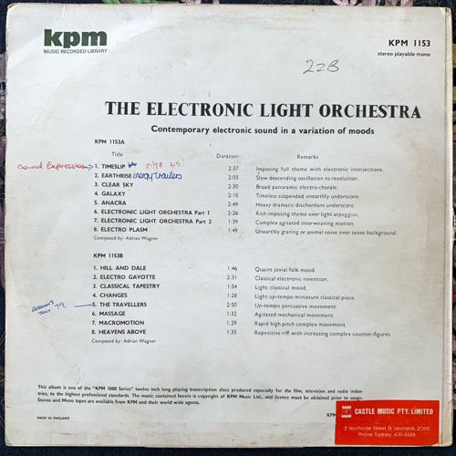 ADRIAN WAGNER The Electronic Light Orchestra (KPM - UK original) (VG-/VG) LP