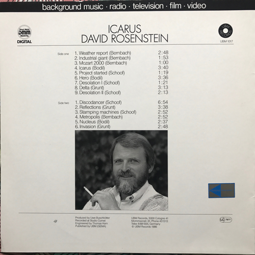 DAVID ROSENSTEIN Icarus (UBM - Germany original) (EX) LP