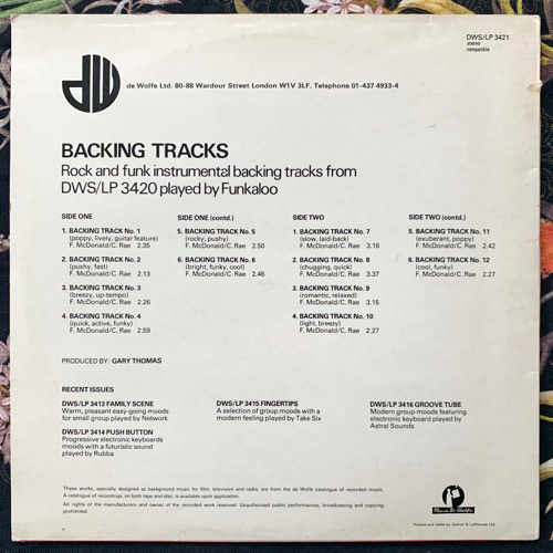 FUNKALOO Backing Tracks (Music De Wolfe - UK original) (VG+) LP