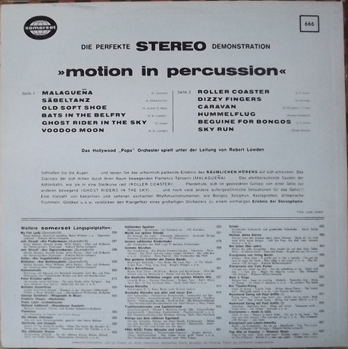 HOLLYWOOD "POPS" ORCHESTRA Motion In Percussion (Somerset - Germany original) (VG/EX) LP