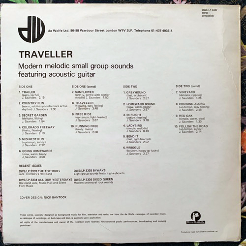 JOHN SAUNDERS Traveller (Music De Wolfe - UK original) (VG/VG+) LP