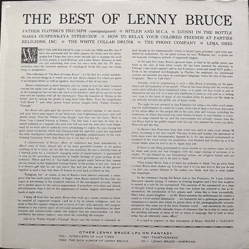 LENNY BRUCE The Best Of Lenny Bruce (Fantasy - USA reissue) (EX) LP