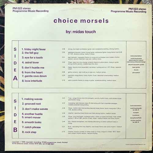 MIDAS TOUCH Choice Morsels (Programme Music - UK original) (VG+/EX) LP