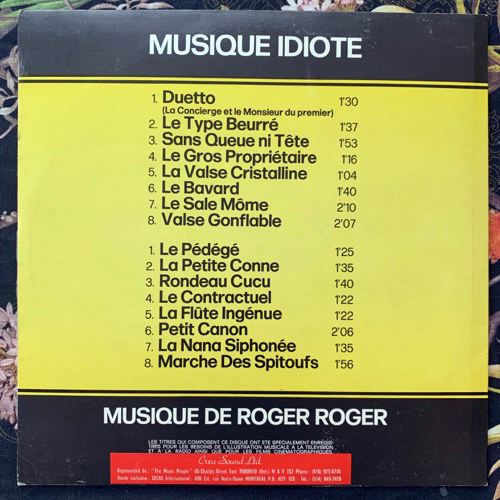 ROGER ROGER Musique Idiote (Crea Sound - France reissue) (VG+) LP