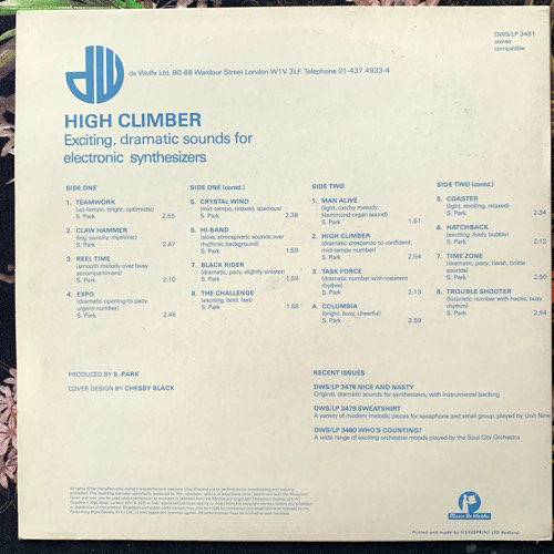 SIMON PARK High Climber (Music De Wolfe - UK original) (VG+/EX) LP