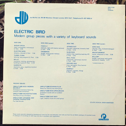 SIMON PARK/SIMON HASELEY Electric Bird (Music De Wolfe - UK original) (VG+/EX) LP
